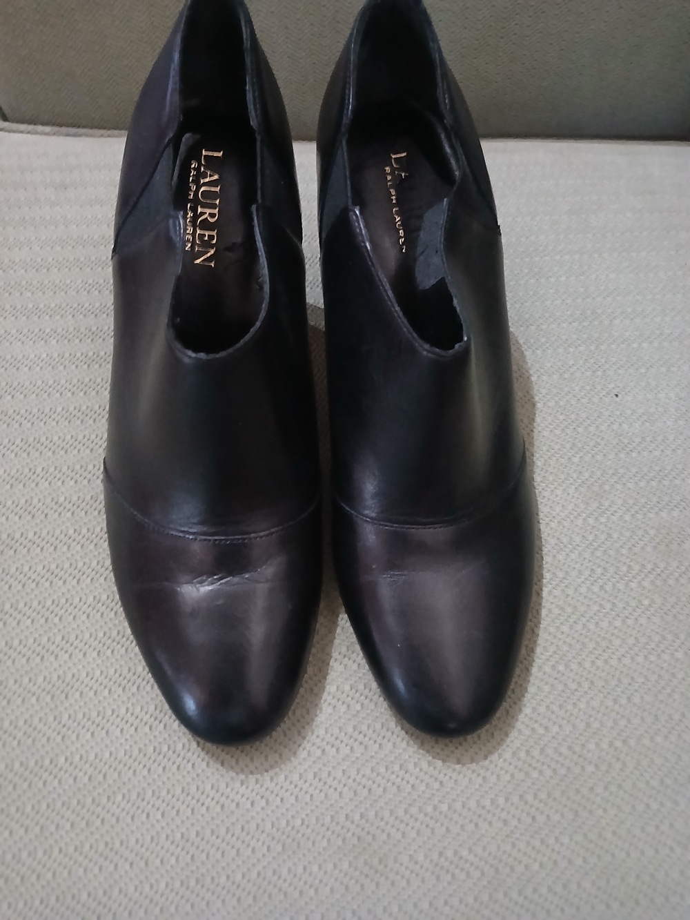 Lauren Ralph Lauren Brittini Women's Black Leather Slip-On Booties Size 8.5